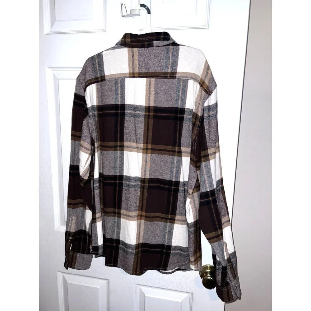 OLD NAVY Double-Brushed Women’s Flannel Plaid Button Long Sleeve Shirt Sz L
